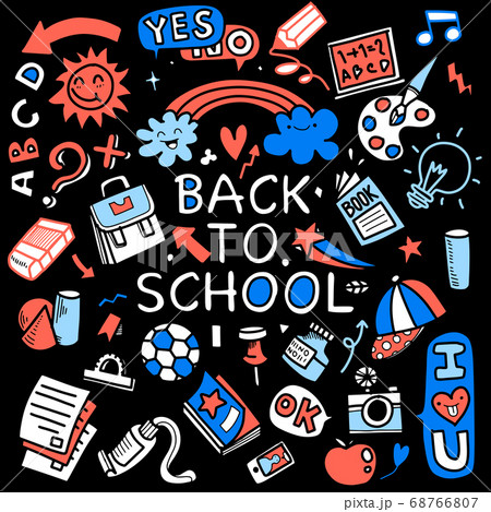 Funny pattern with school supplies and creative Funny pattern with school supplies and creative 68766807