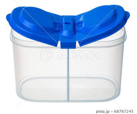 Empty plastic storage jar isolated on white Empty plastic storage jar isolated on white 68767245
