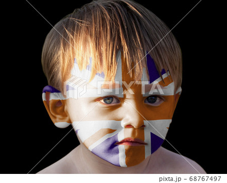 Little boy with painted British flag 68767497