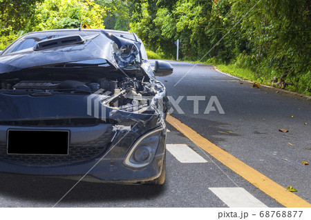 Front of blue color car with pick up have big 68768877