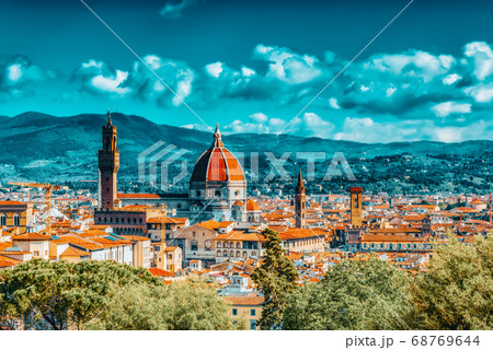 Beautiful landscape above, panorama on historical Beautiful landscape above, panorama on historical 68769644