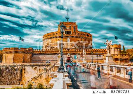 The Tiber River, Ponte Sant'Angelo Bridge, 68769783