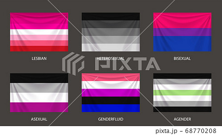 realistic colorful sexual flags set with folds 68770208