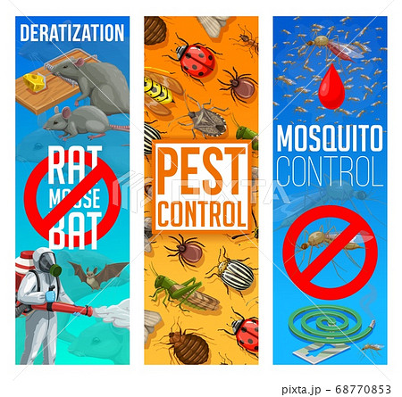 Pest control, disinfestation vector banners set 68770853