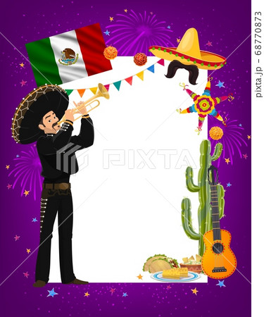 Cinco de Mayo vector frame with Mariachi artist 68770873