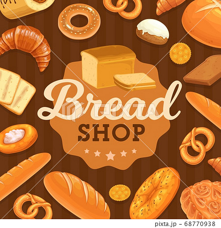 Bakery shop fresh bread and pastry vector poster 68770938