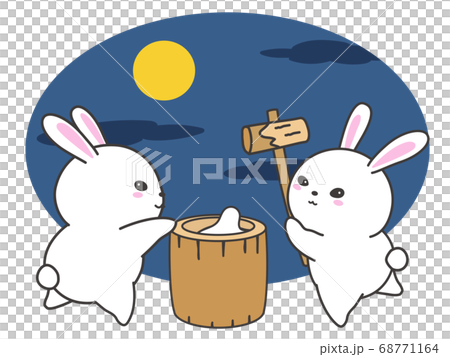 兎の餅つき 十五夜のイラスト素材