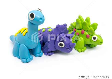 Play dough group Brachiosaurus, Triceratopson, 68772035
