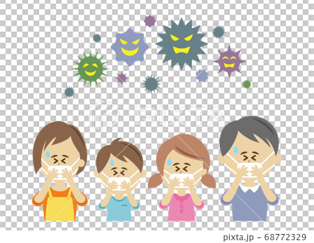 Illustration image where the whole family was infected by a virus 68772329