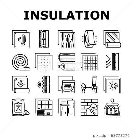 Insulation Building Collection Icons Set Vector 68772374