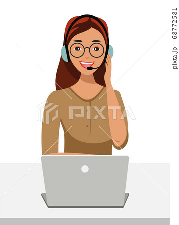 Vector character illustration hotline Call center 68772581