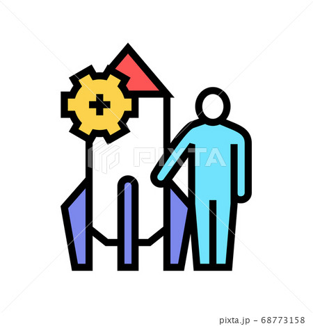 human and rocket fast work color icon vector illustration 68773158