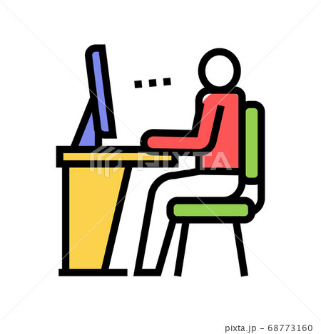 employee looking on computer screen color icon vector illustration 68773160