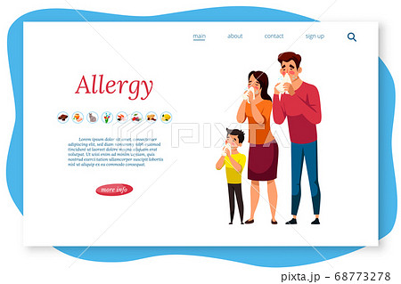 Vector banner illustration of allergy family concept Vector banner illustration of allergy family concept 68773278