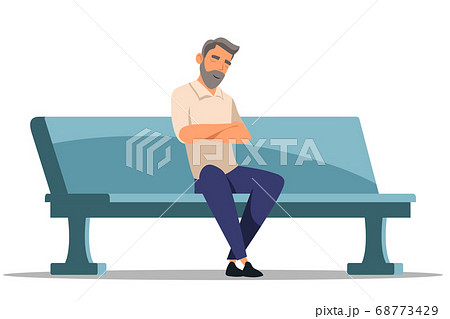 Man sleeping sitting on bench isolated on white Man sleeping sitting on bench isolated on white 68773429