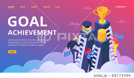 Finance, education goal achievement vector illustration. Success business target, businessman challenge progress for award concept. 68773499