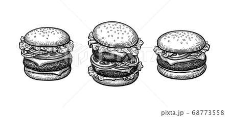 Double patty burger, hamburger and...のイラスト素材 [68773558] - PIXTA