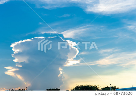 千葉県幕張市から見た夕方の大きな積乱雲の写真素材