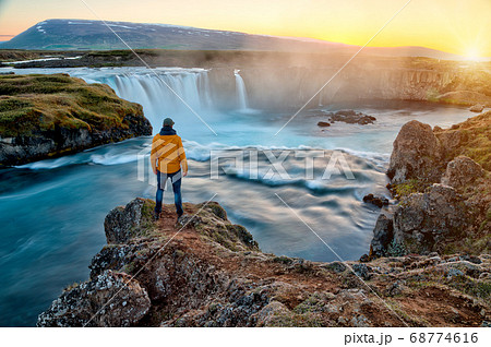 Beautiful landscape with old compass on traveler's Beautiful landscape with old compass on traveler's 68774616
