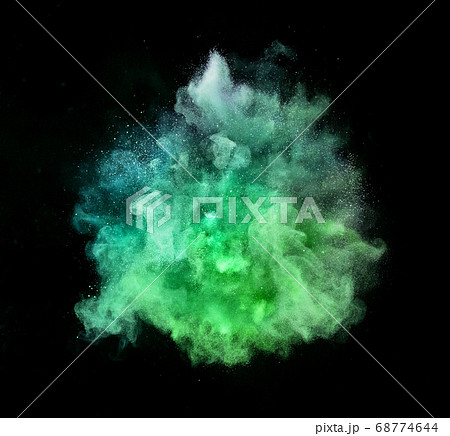Colored powder explosion on black background. Colored powder explosion on black background. 68774644