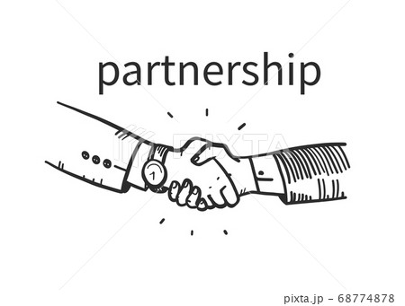 Business Man Hands Shake Hand Drawn Concept のイラスト素材