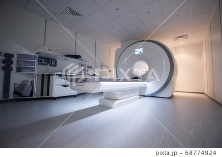 A sophisticated MRI Scanner at hospital. MRI machine. Hospital interior. 68774924