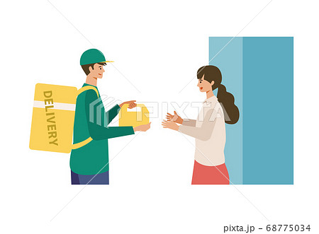 フードデリバリーを受け取る女性 イラスト 68775034