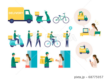 フードデリバリー、宅配便のイメージイラスト 68775057