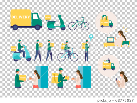 フードデリバリー、宅配便のイメージイラスト 68775057