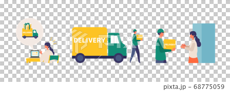 ネットショッピング受け取りまでの流れ イラスト 68775059