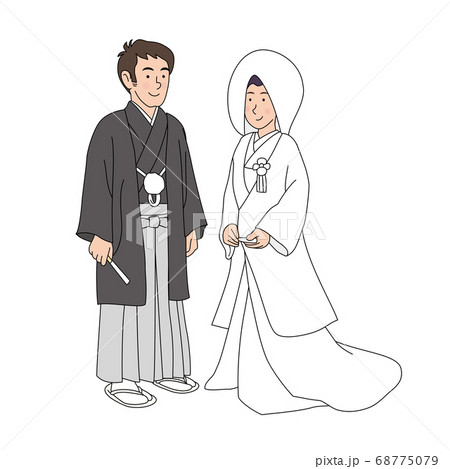 和装の結婚式のイラスト素材
