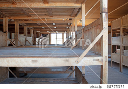 Dachau concentration camp, wooden beds 68775375