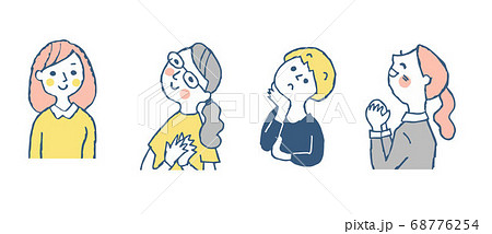 上を向いている女性4人　上半身 68776254