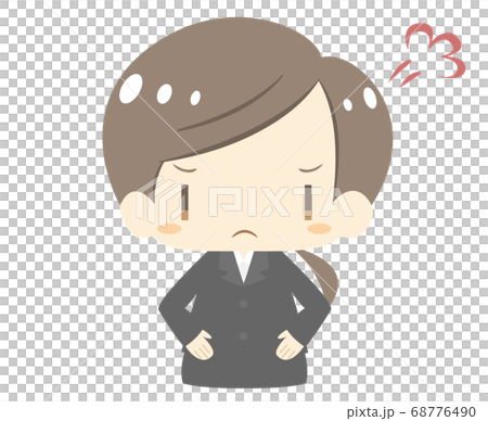 かわいいスーツ姿の女性が怒るイラスト 上半身バージョンのイラスト素材