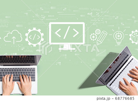 Web development concept with people working together 68776685