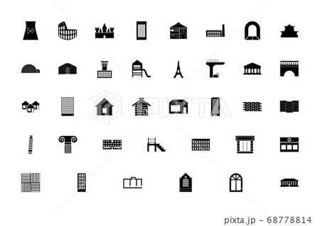 Architecture black color set solid style image 68778814