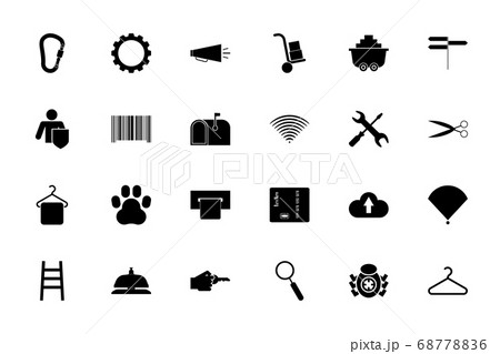 Web service black color set solid style image 68778836