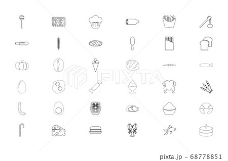 Food gastronomy groceries black color set outline  68778851