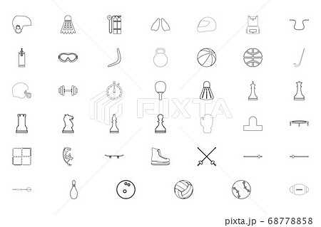 Sports accessory black color set outline style  68778858