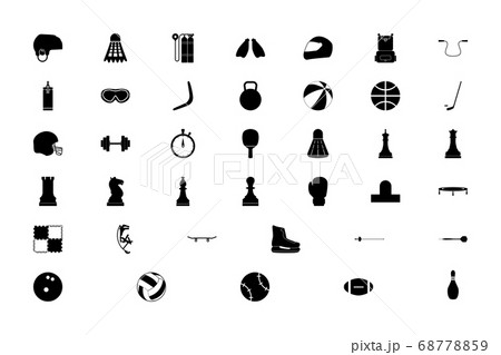 Sports accessory black color set solid style image 68778859