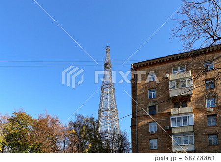 Shukhov radio tower or Shabolovka tower in Moscow, Russia Shukhov radio tower or Shabolovka tower in Moscow, Russia 68778861