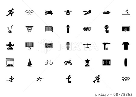 Sport concept objects black color set solid style  68778862