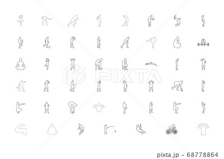 Men silhouette sport concept black color set  Men silhouette sport concept black color set  68778864