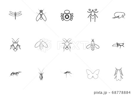 Insects black color set outline style image 68778884