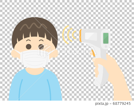 被測溫度的男孩的插圖 被測溫度的男孩的插圖 68779245