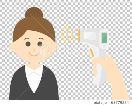 Illustration of a businesswoman being temperature-measured Illustration of a businesswoman being temperature-measured 68779254