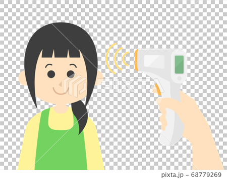 Illustration of a woman being temperature-measured 68779269