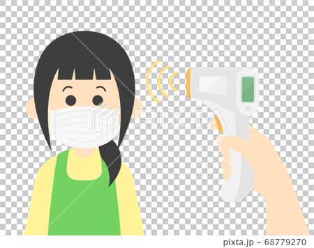 Illustration of a woman being temperature-measured 68779270