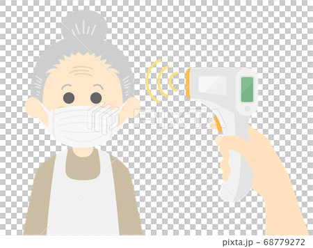 溫度測量一名老婦的插圖 溫度測量一名老婦的插圖 68779272