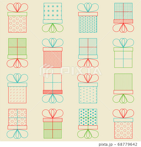 Present or gift boxes. Outline vector. Present or gift boxes. Outline vector. 68779642
